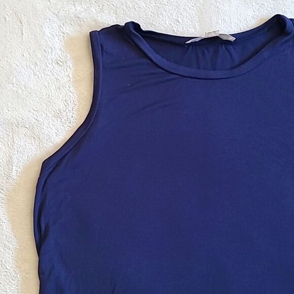 Michael Kors Womens Small Tiered Sleeveless Tank Top Blouse Round Hem Navy Blue - Picture 4 of 15